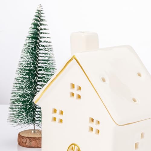 White 3Pcs Ceramic Christmas Village Houses G811