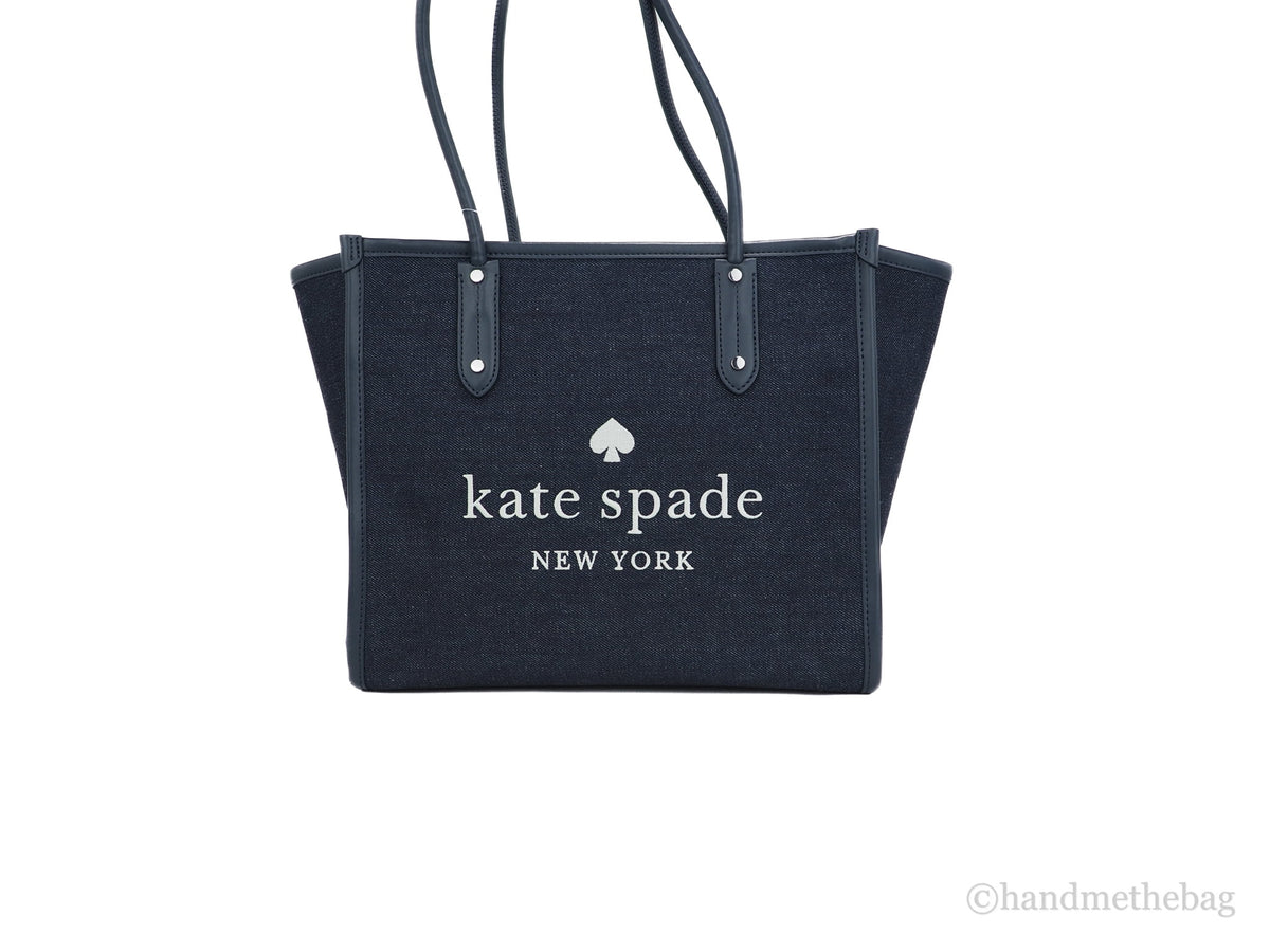 Blue Denim Fabric Shoulder Tote Handbag V60873