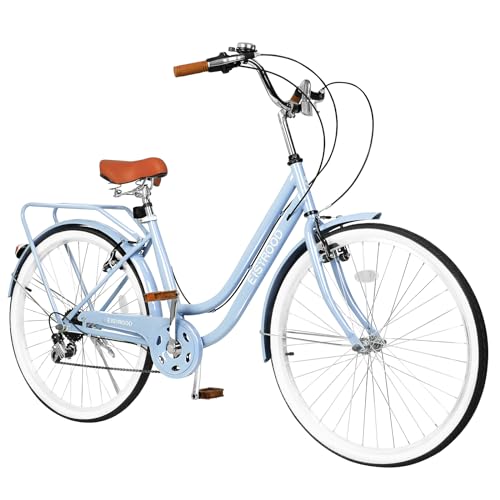 26 Inch Women Beach Cruiser Bike with 7 Speed, Adjustable Seat, Anti-Skid Tires F227320
