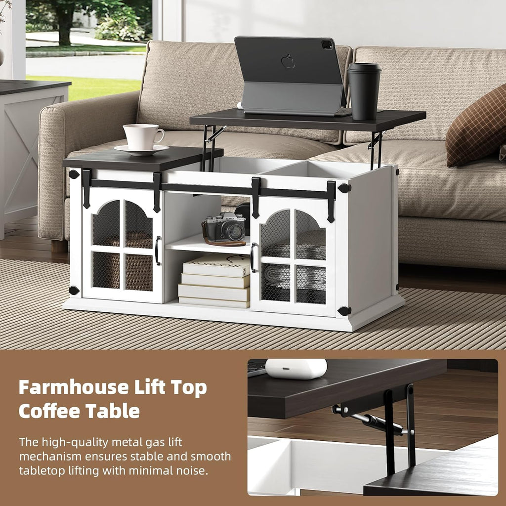 White Lift Top Coffee Table with Storage B12742