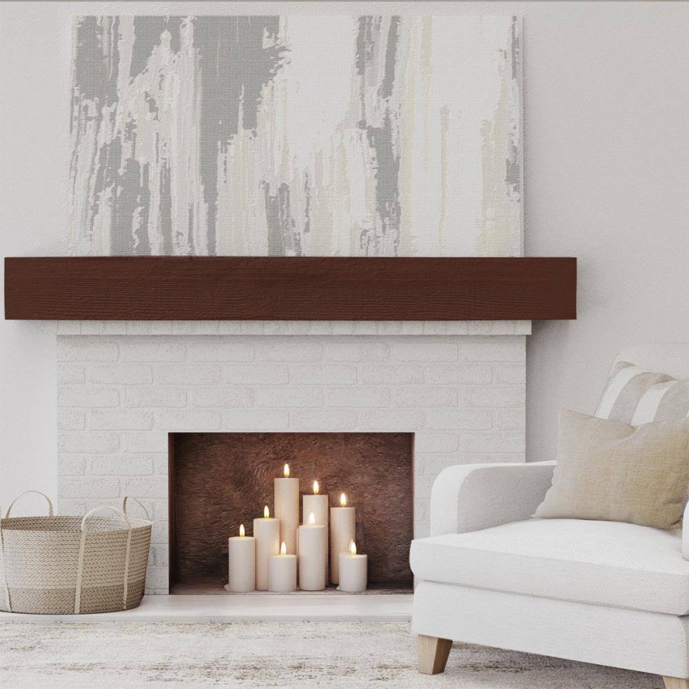Rough Sawn Faux Wood Fireplace Mantel, Natural Pecan J261