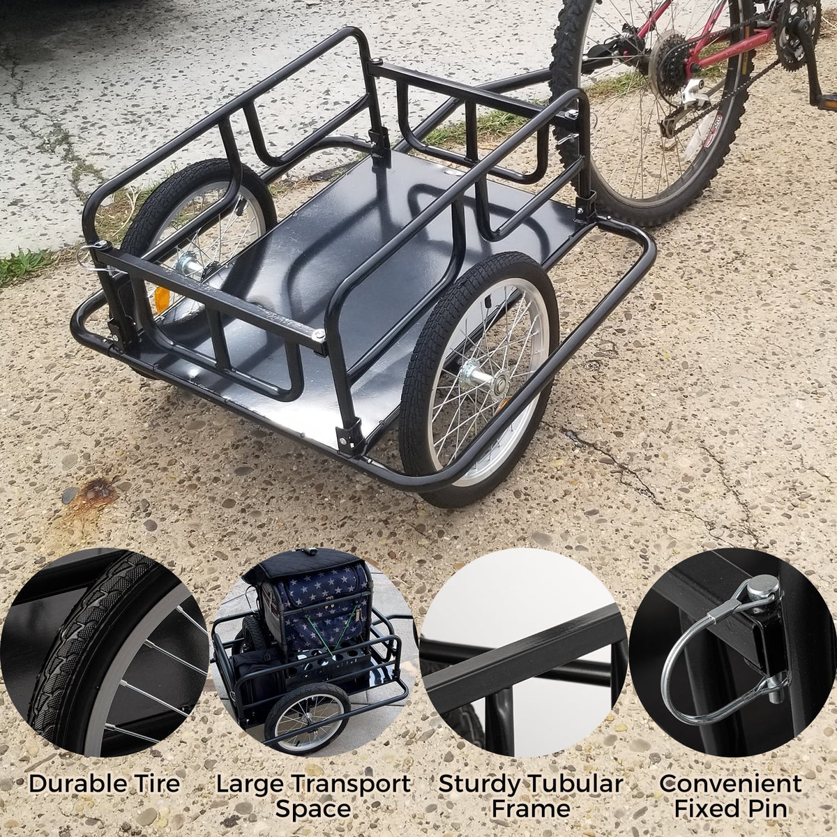 Foldable Bike Cargo Trailer with 16'' Wheels G957166