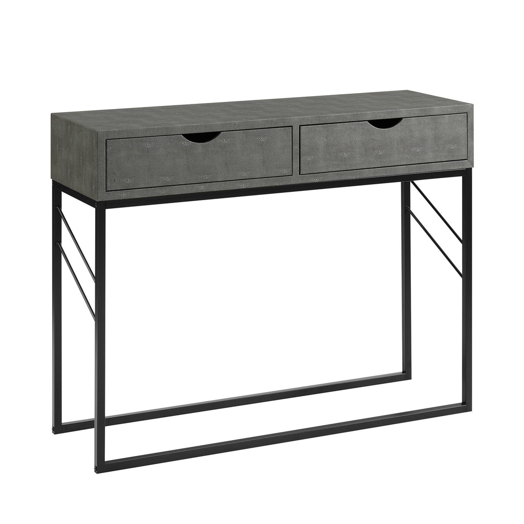 Grey 2-Drawer Faux Shagreen Entry Table P1234
