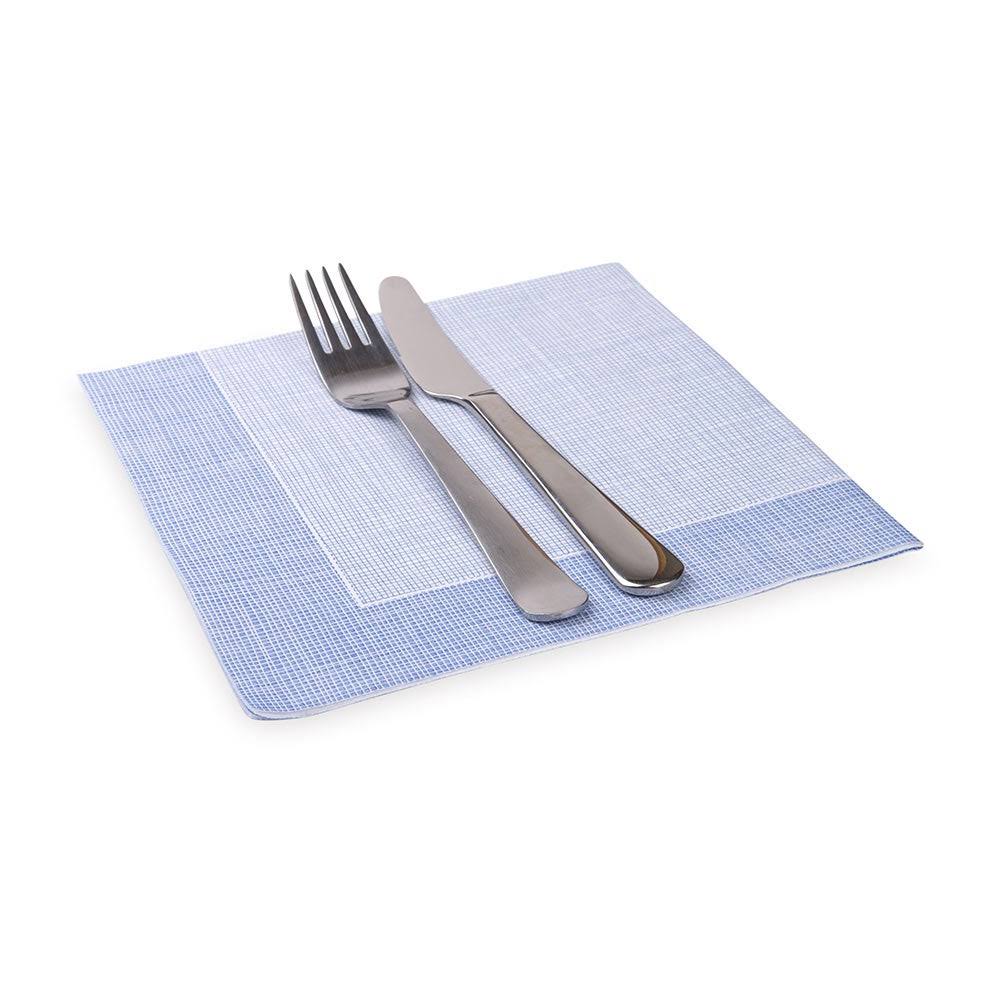 White with Blue Threads Disposable Napkins 16x16 Inches 600 Count Q976571