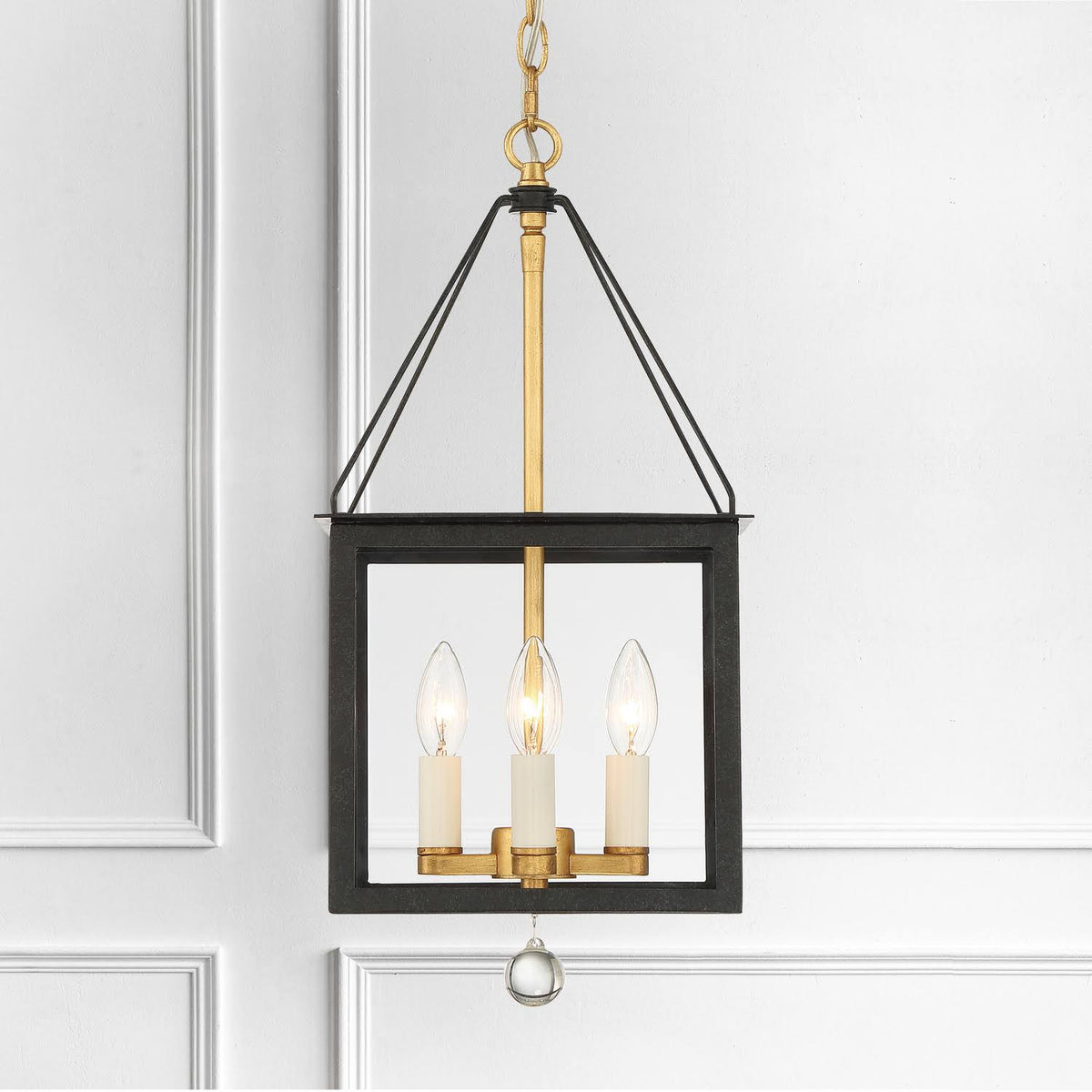 4-Light Black Antique Gold Lantern C455
