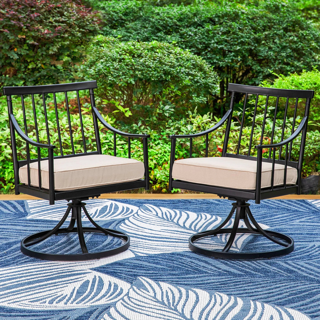 7-Piece Outdoor Dining Set with 6 Swivel Cushioned Chairs & Rectangular Table B175