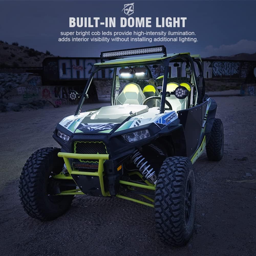 13 UTV Rearview Center Mirror with COB LED Interior Lights and Rocker Switch, Aluminum Rear View Mirrors A893496