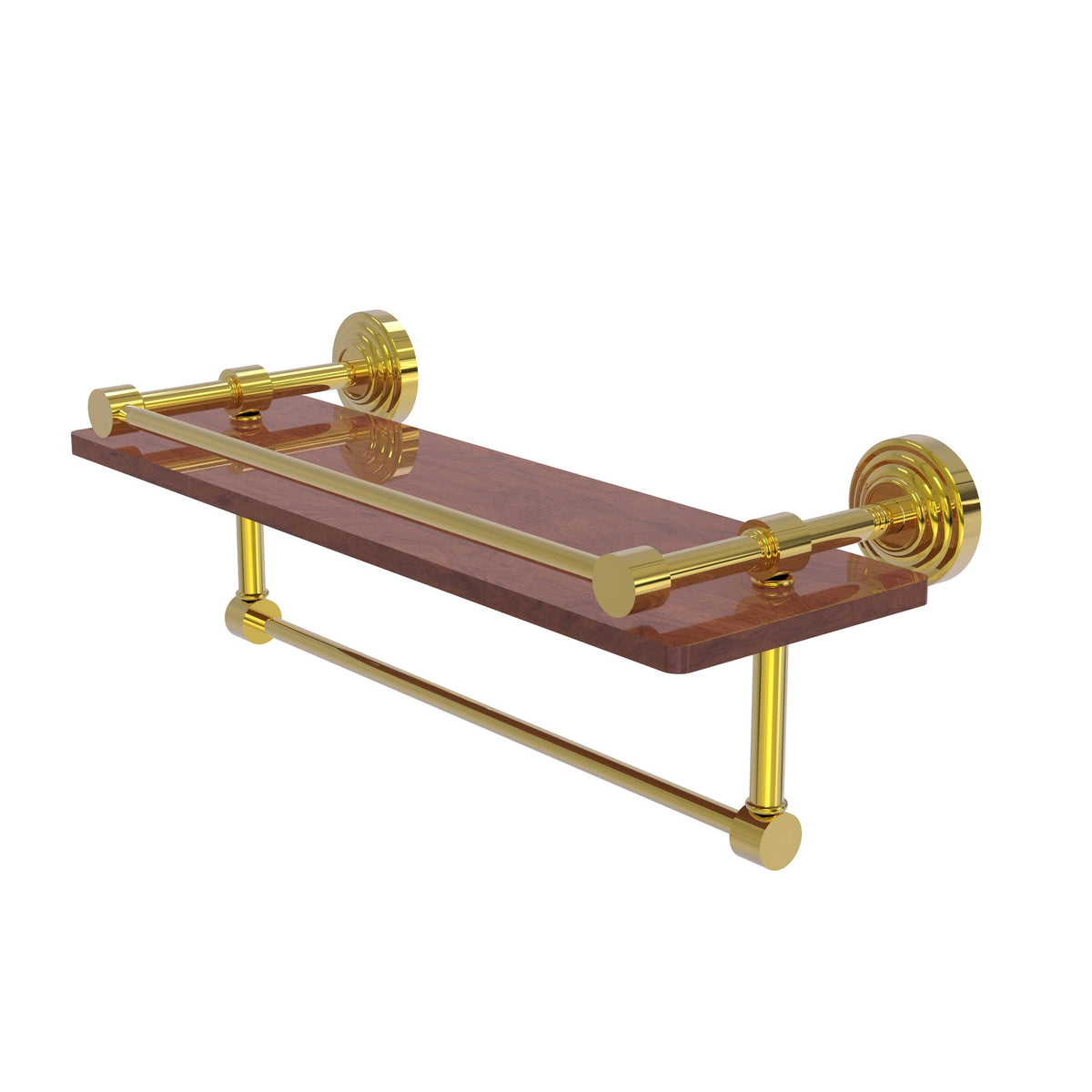Satin Nickel Ironwood Shelf with Gallery Rail and Towel Bar P116