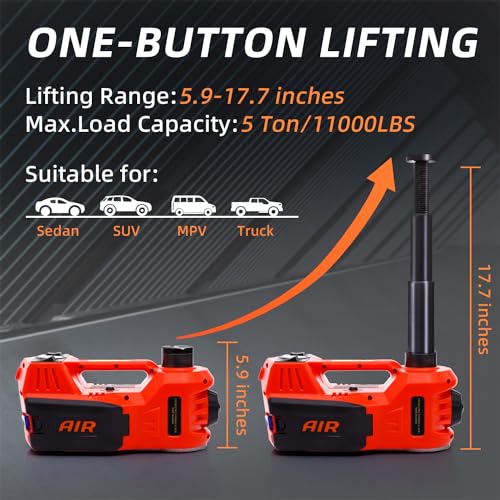 5 Ton 12V Electric Car Jack Kit with Impact Wrench and Tire Inflator Pump V875