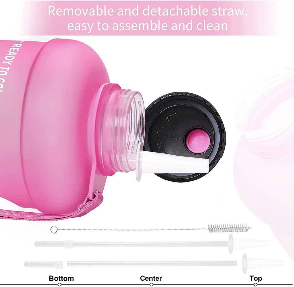 64oz Water Bottle with Straw and Time Marker M748