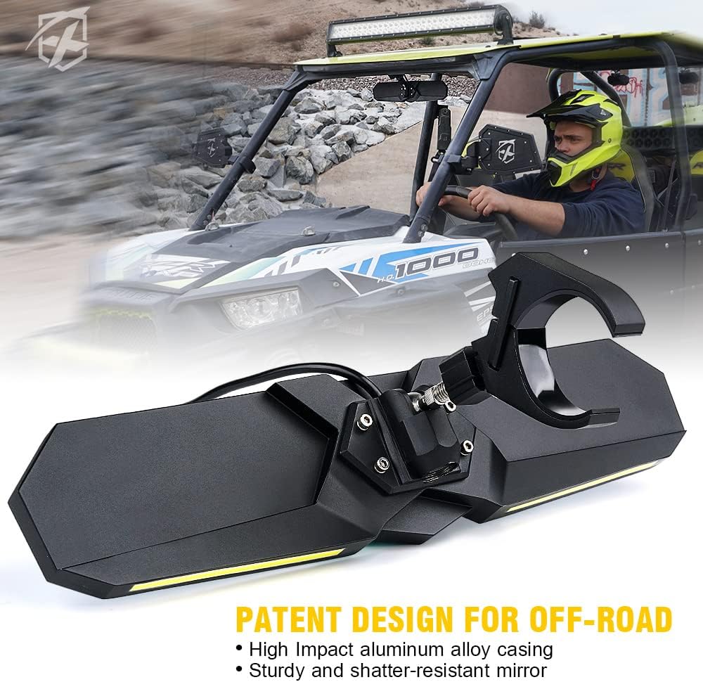 13 UTV Rearview Center Mirror with COB LED Interior Lights and Rocker Switch, Aluminum Rear View Mirrors A893496