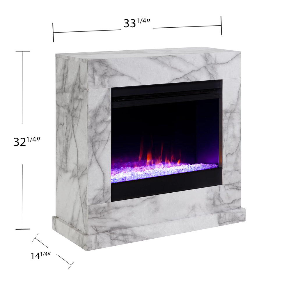 White Electric Fireplace with Faux Marble A762