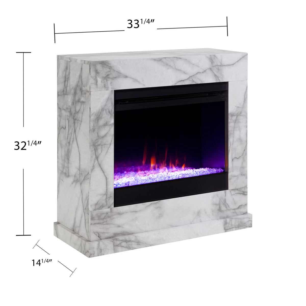 White Electric Fireplace with Faux Marble A762