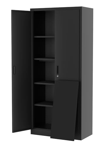 Metal Storage Cabinet with Lock, 4 Adjustable Shelves B9304