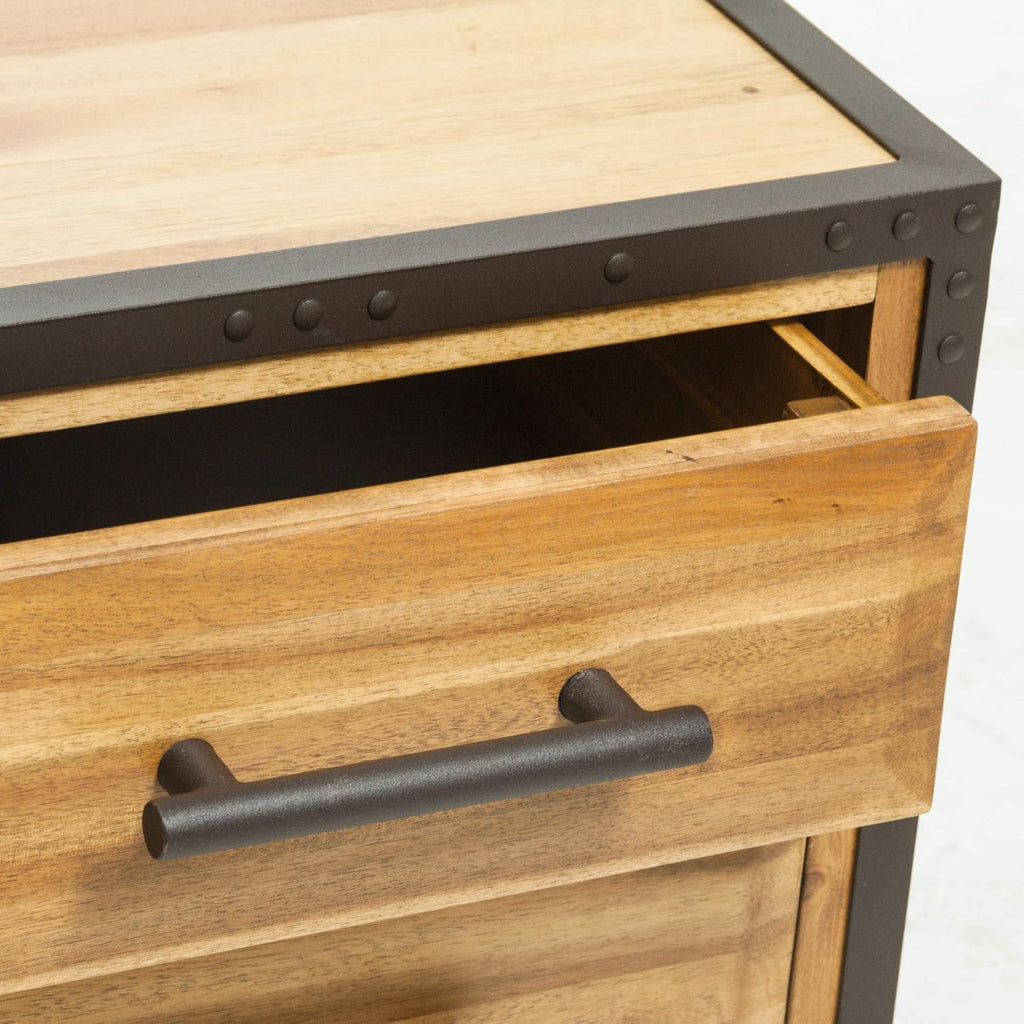 Natural Stained Acacia Wood Two Drawer Night Stand O968