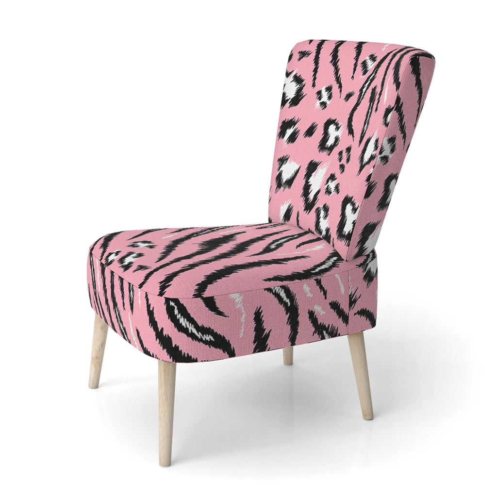 Pink Tiger and Leopard Pattern Upholstered Accent Chair P83772