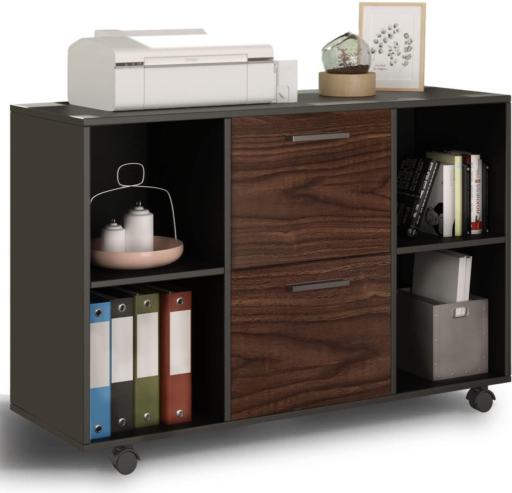 Black 2 Drawer Mobile File Cabinet with Adjustable Shelves V8548