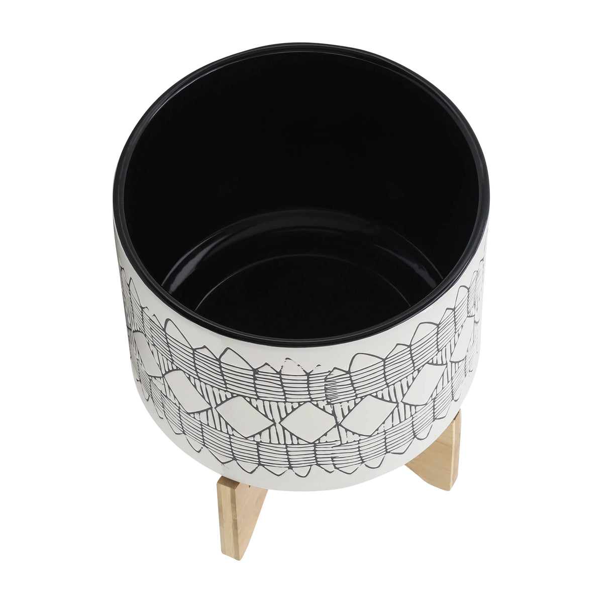 Ceramic Planter On Wooden Stand U733