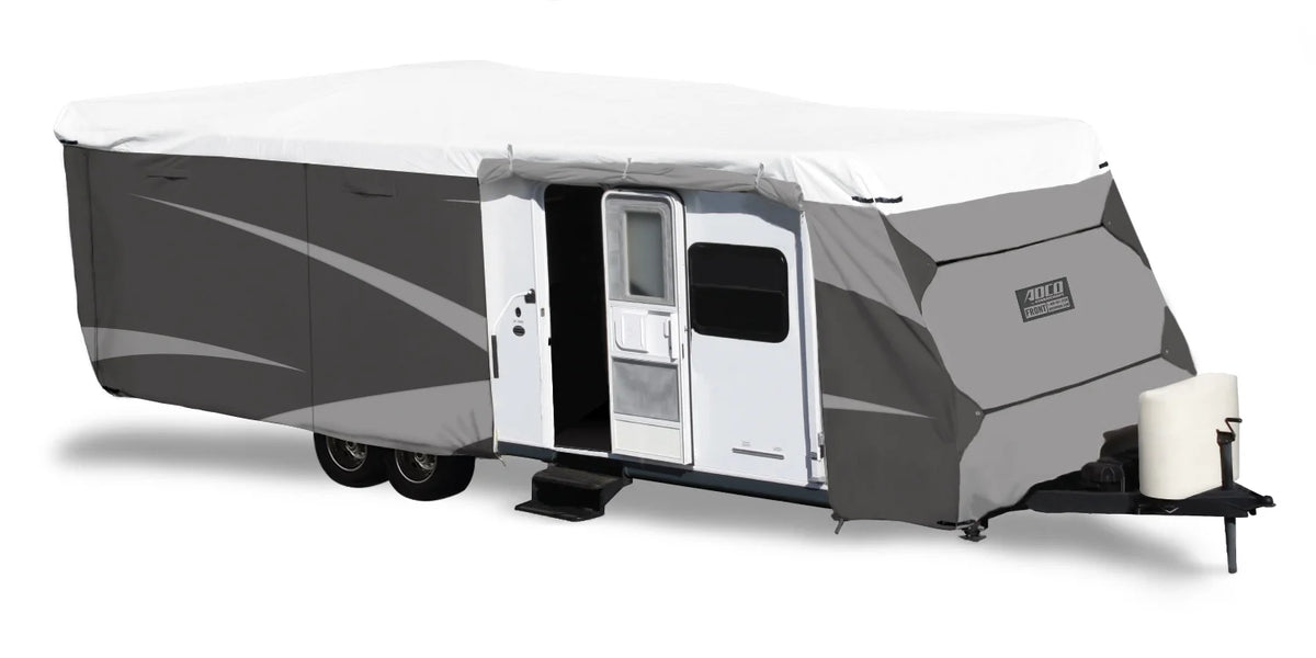 Gray/White Olefin Travel Trailer Cover 24' 1" - 26' E6321