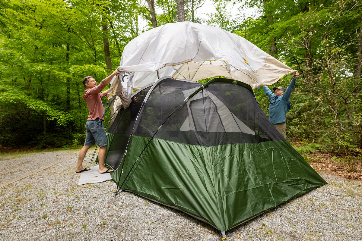 Beige/Green 8 Person Hybrid Dome Family Camping Tent A3739