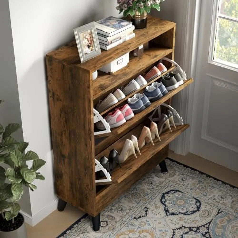 Free Standing Shoe Rack Cabinet with 3 Flip Drawers R56112