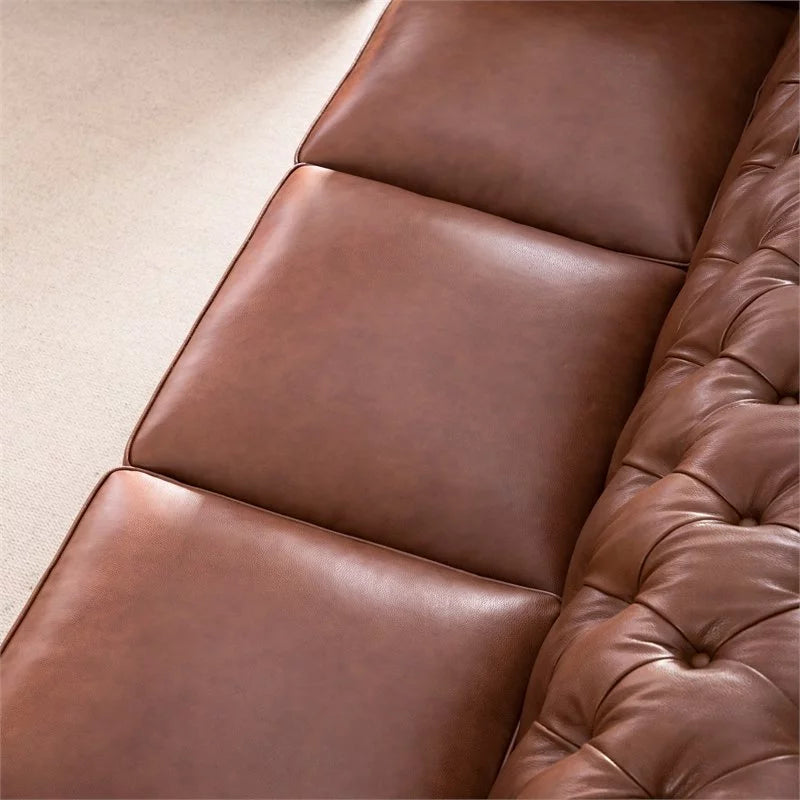 20" Traditional Leather Tufted Back Chesterfield Sofa F6888