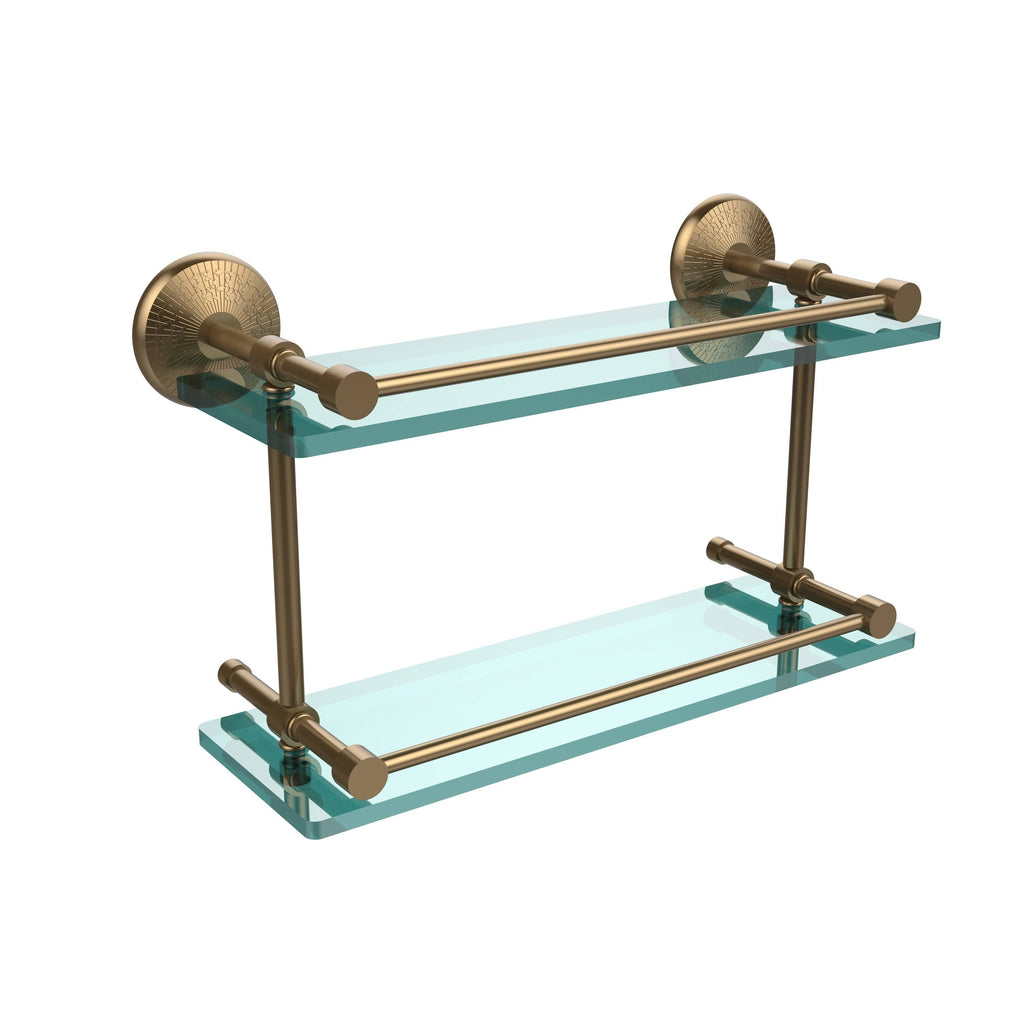 16-inch Double Glass Shelf with Gallery Rail U408738