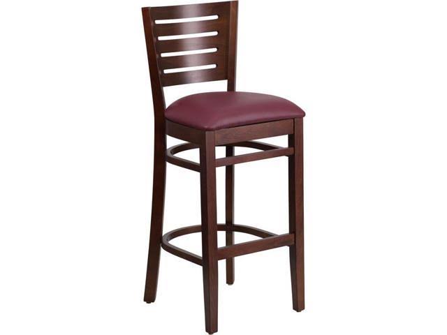 30 Round Mahogany Laminate Table Set with 3 Grid Back Metal Barstools P4831