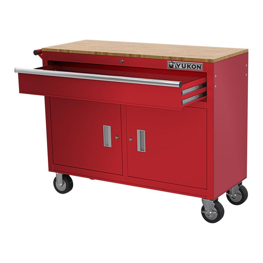 46 in. Mobile Workbench with Solid Wood Top B440908
