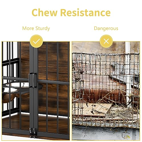 Large Dog Crate with 2 Stainless Steel Bowls D67598