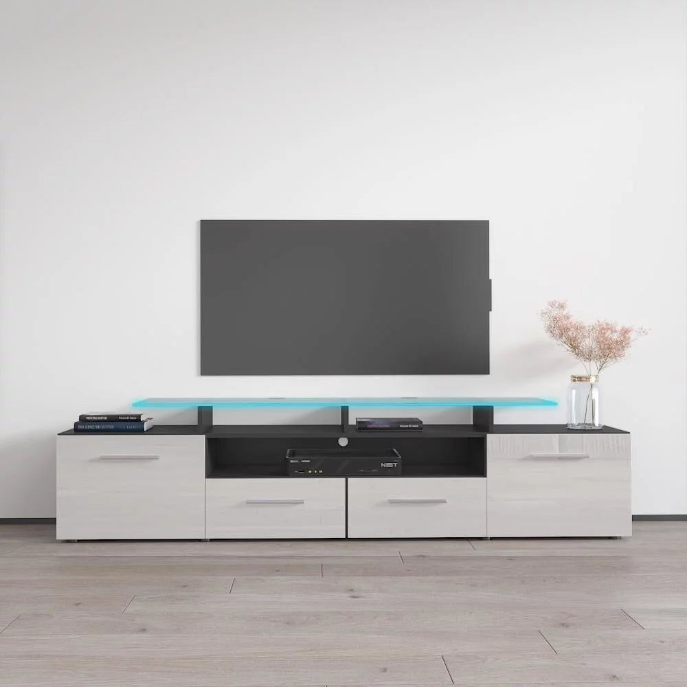 White Modern TV Stand with LED Light System N67065