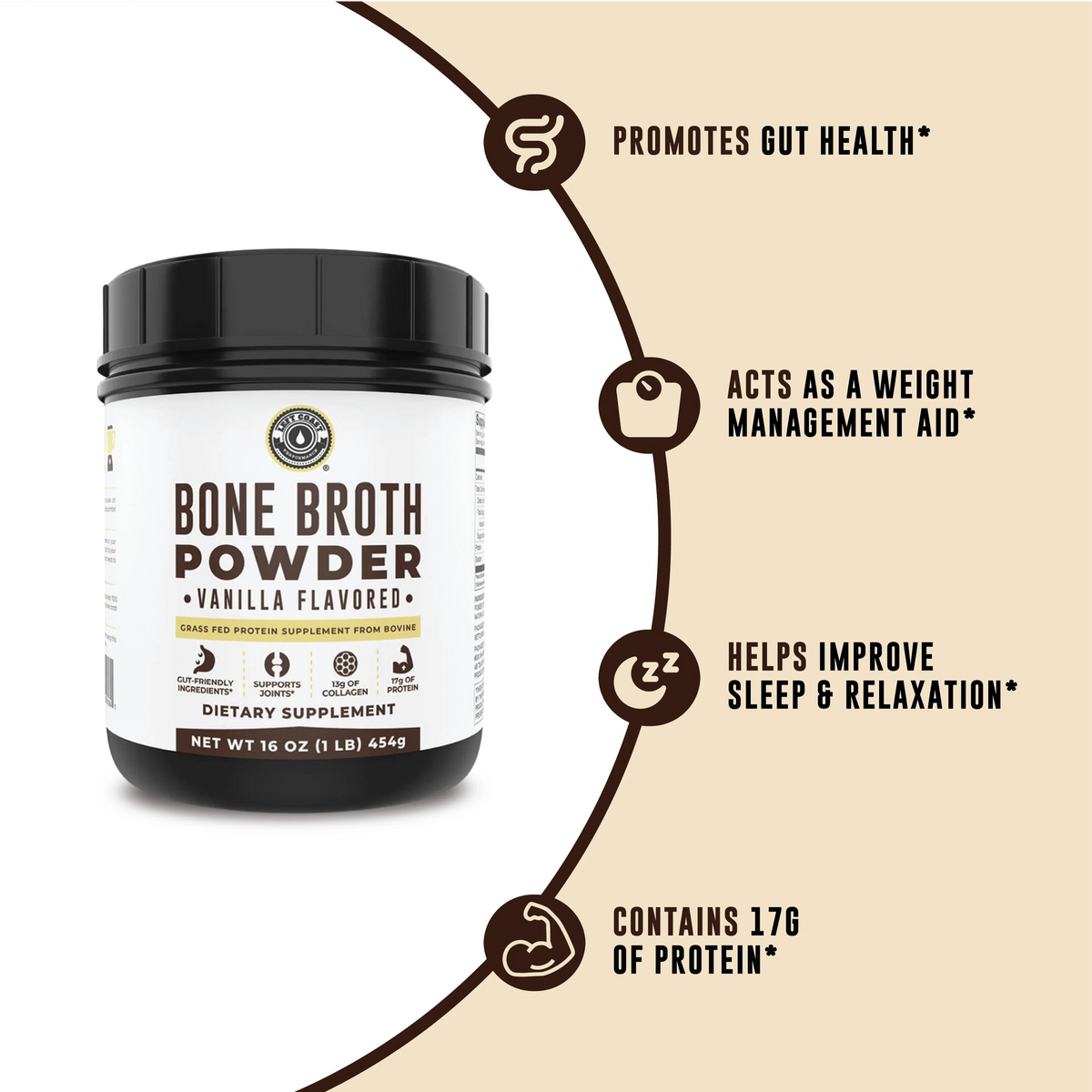 Grass Fed Collagen Protein Powder, Vanilla, 16 oz L1186