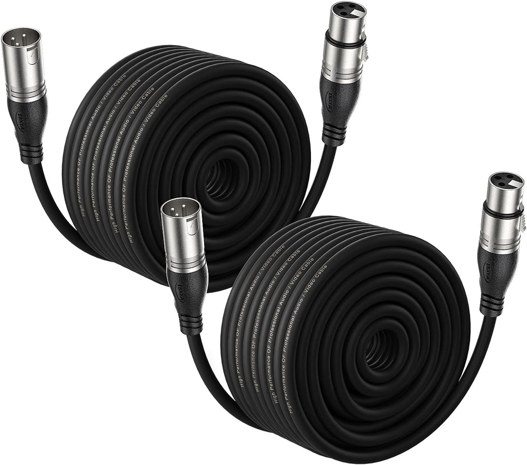 XLR Cable 50ft Pack of 2, 3-Pin Male to Female Microphone Cable K3268