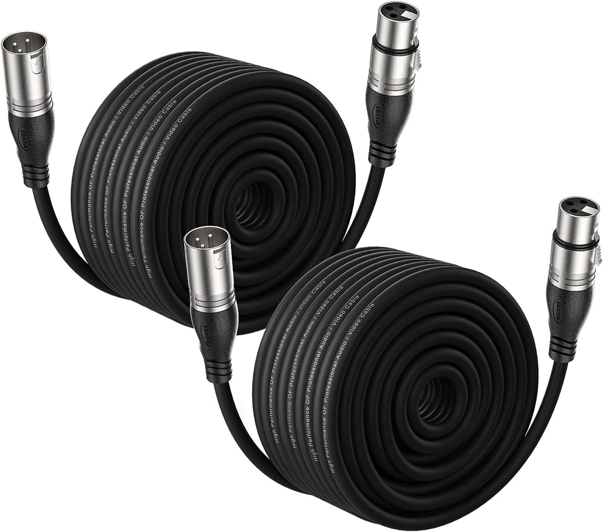 XLR Cable 50ft Pack of 2, 3-Pin Male to Female Microphone Cable K3268