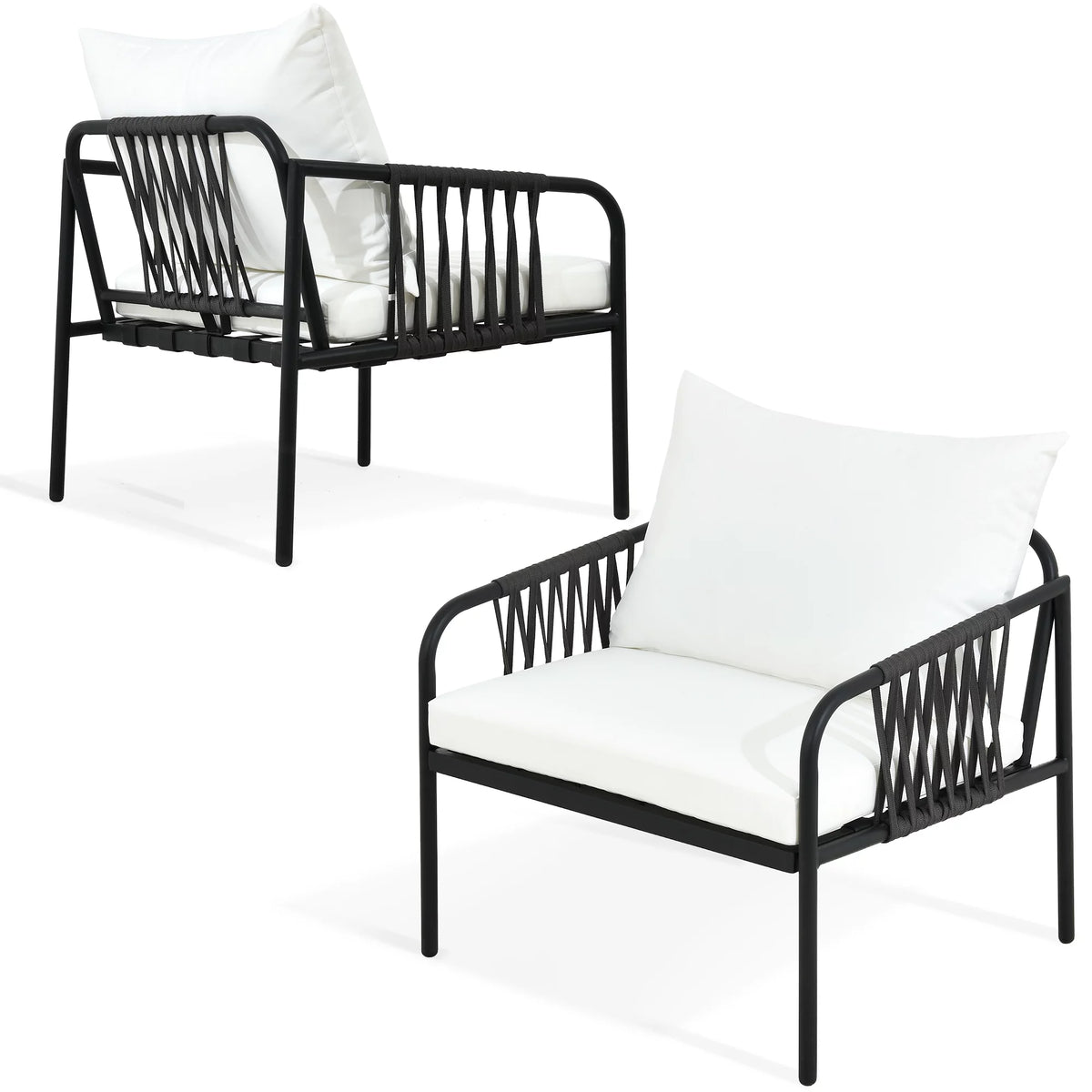 2PC White Rattan Wicker Outdoor Armchair Bistro Set I172