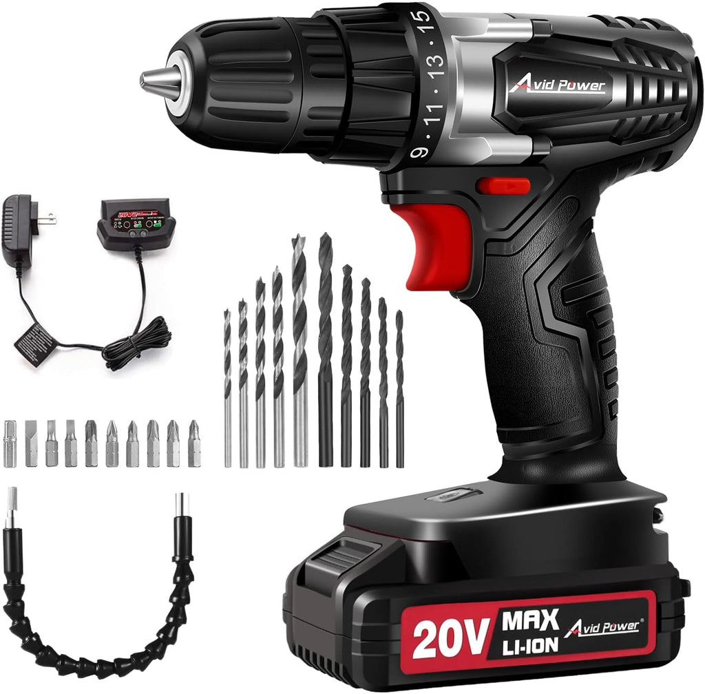 20V MAX Lithium Ion Cordless Drill Set with 22pcs Drill Bits, Pack of 2 A574