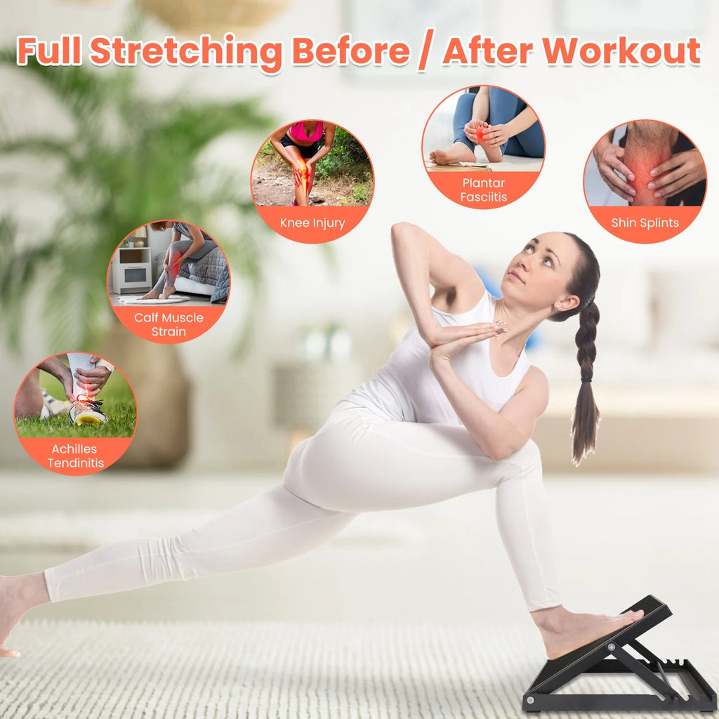 Steel Calf Stretcher Slant Board with 5 Adjustable Inclines Non-Slip Surface E103