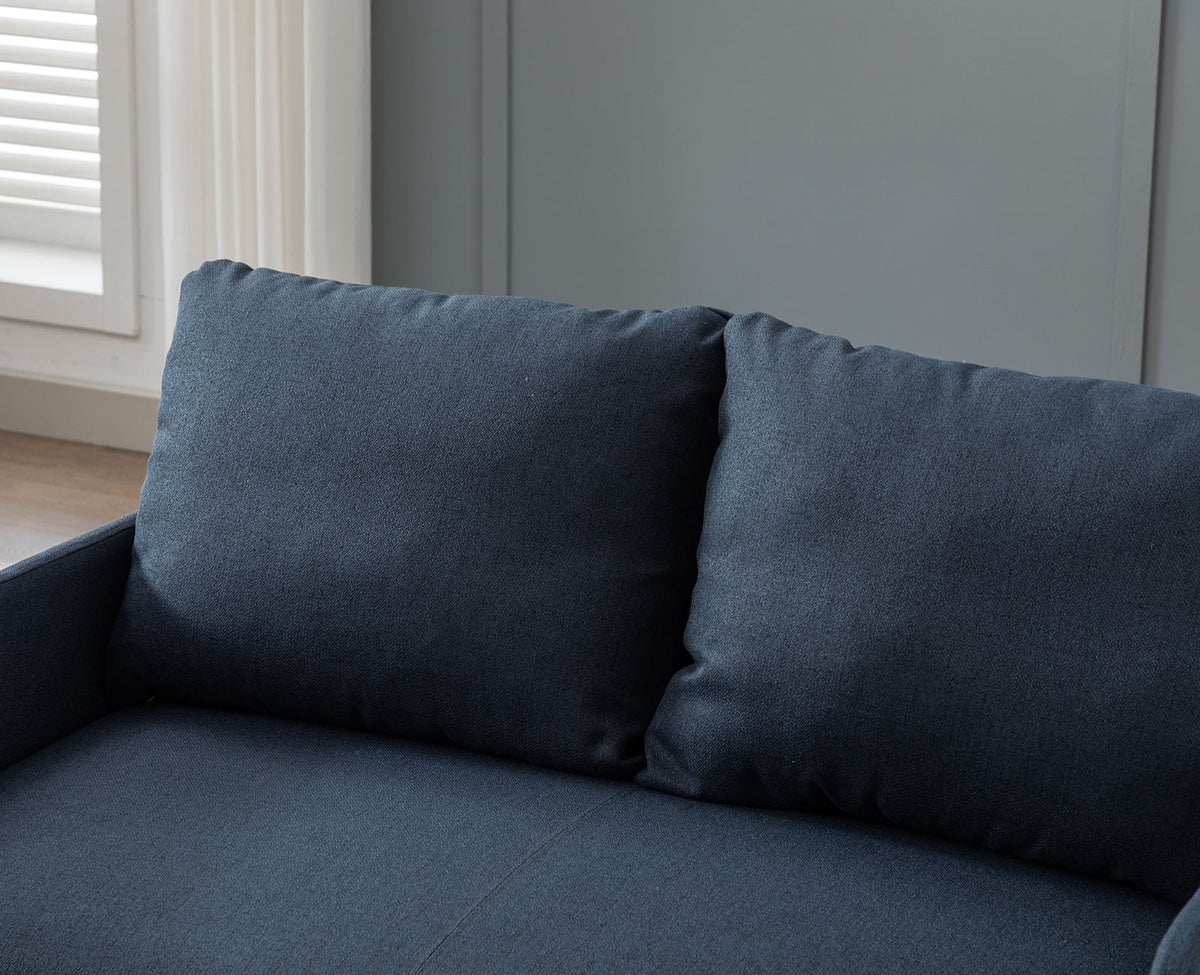 Blue Fabric Two Seats Sofa with Two Pillow and Metal Feet C62694