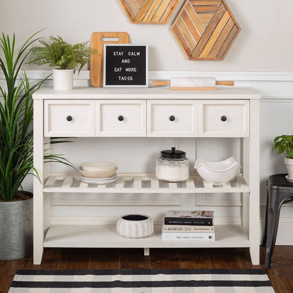 White 2 Drawer Solid Wood Buffet M975
