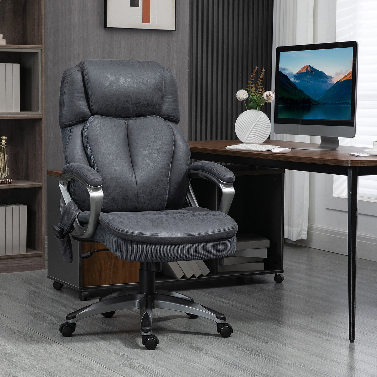 Gray Executive Office Chair with Vibration Massage W25457