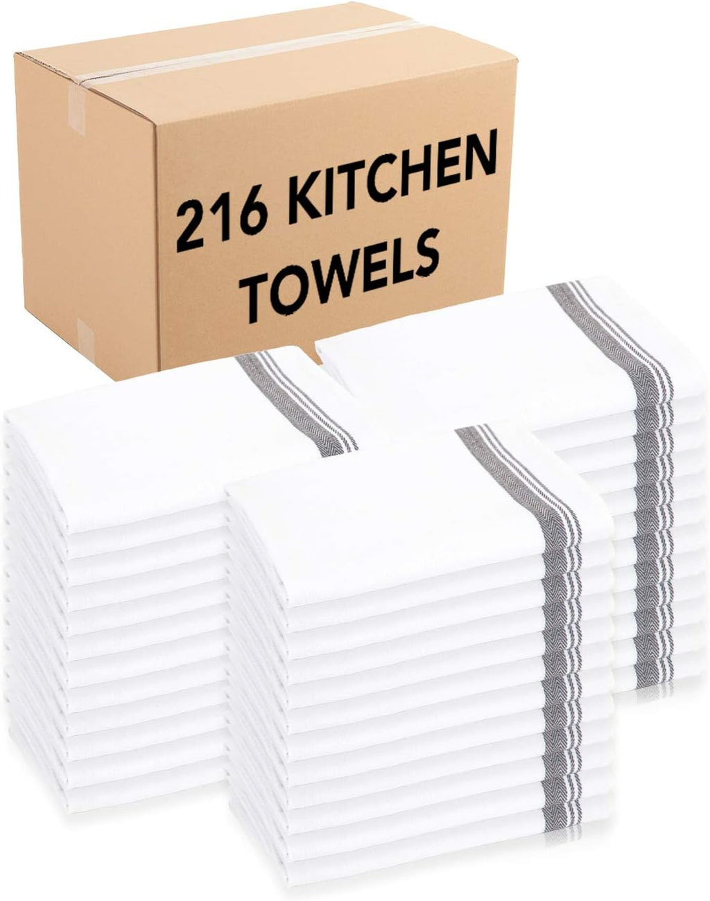 Oversized 100 Percent Cotton Kitchen Towels, Blue Stripes, 216 Bulk Case Pack Q35036
