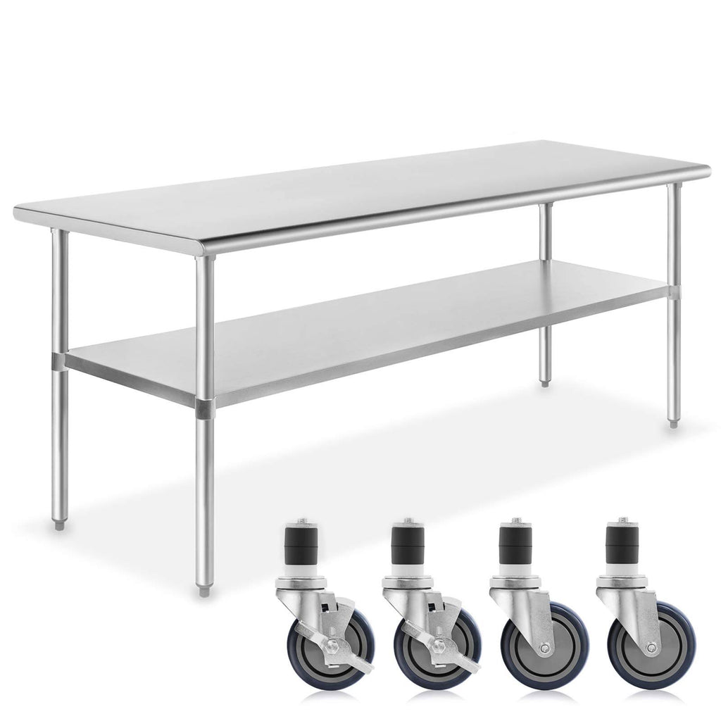 Stainless Steel Commercial Kitchen Prep & Work Table with 4 Casters P797683