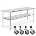 Stainless Steel Commercial Kitchen Prep & Work Table with 4 Casters P797683