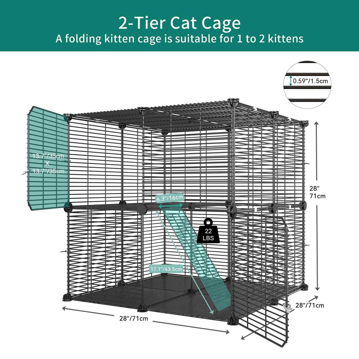 2 Tier Metal Cat Cage U36673