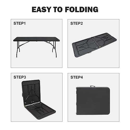 White Black Plastic Folding Table C77537