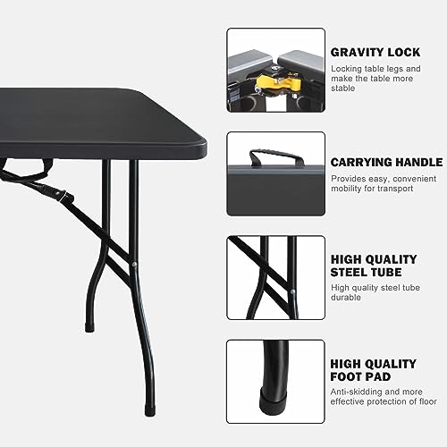 White Black Plastic Folding Table C77537