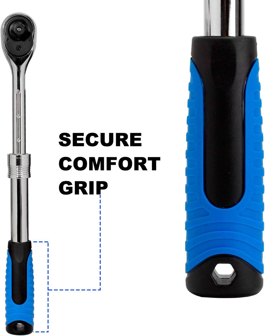3-Piece Extendable Ratchet Set 1/4 3/8 1/2-Inch Drive Socket Wrench Z495871