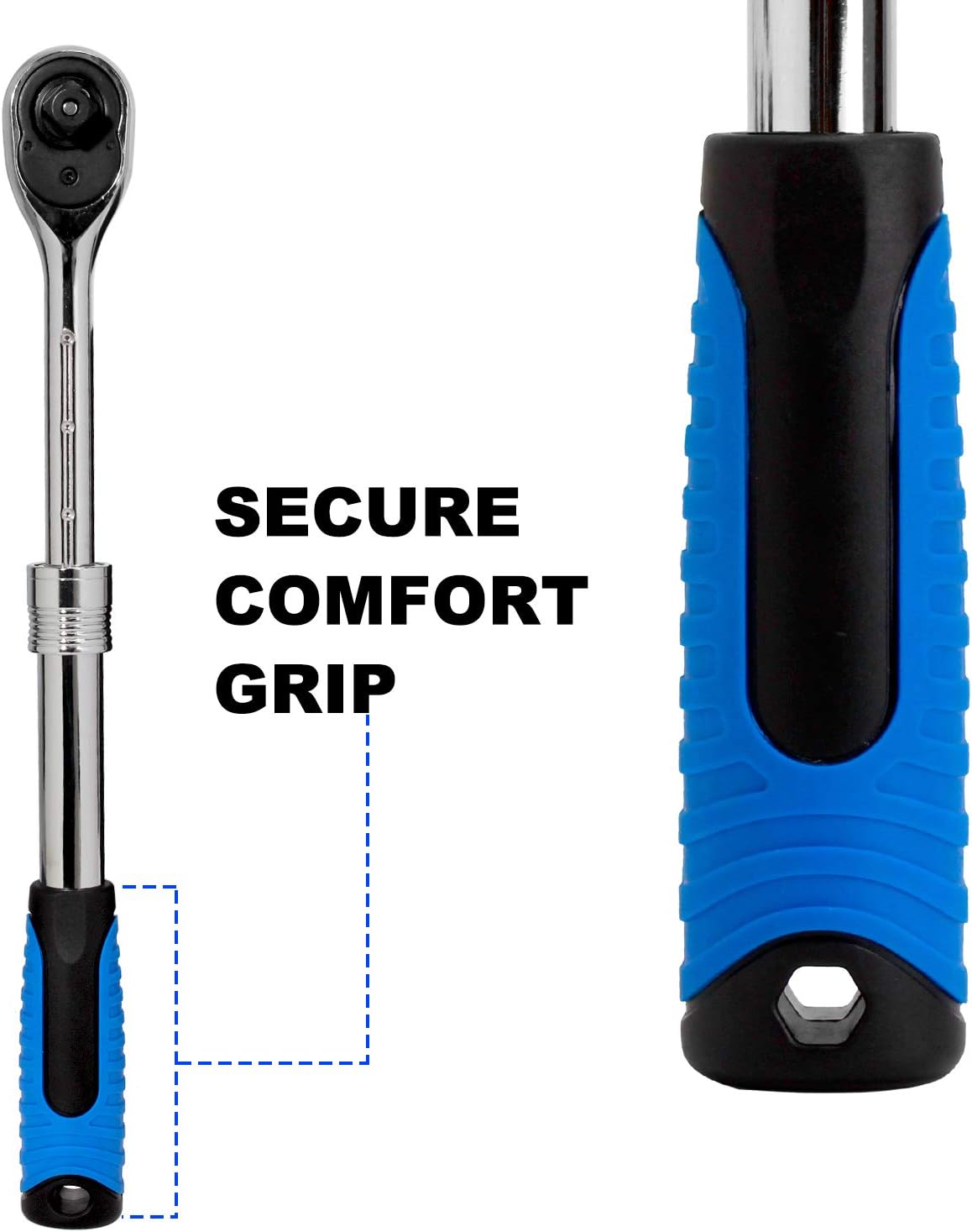 3-Piece Extendable Ratchet Set 1/4 3/8 1/2-Inch Drive Socket Wrench Z495871