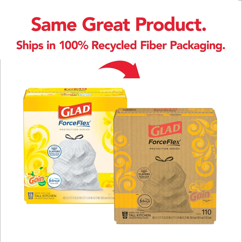 13 Gal Tall Kitchen Drawstring Garbage Bags, 110 Ct C24574