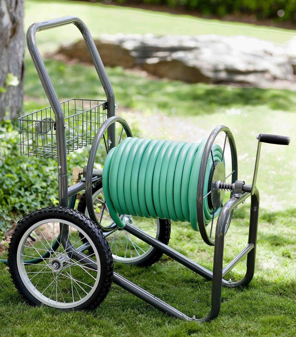 2-Wheel Pneumatic Tires Garden Hose Reel Cart, Holds 300-Feet of 5/8-Inch Hose - Gray N26846
